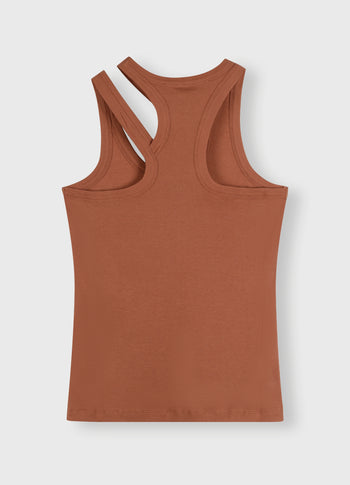 cut out tank top rib | saddle brown