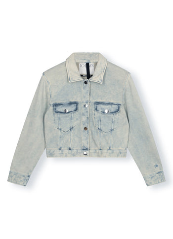 washed cropped jacket | blue denim