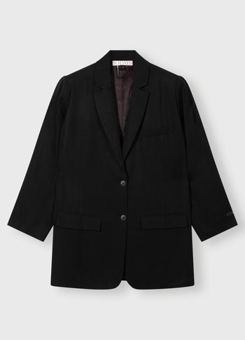 long flowy blazer lyocell | black