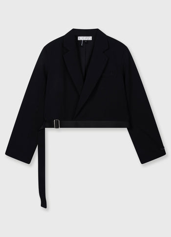 belted blazer crepe | black