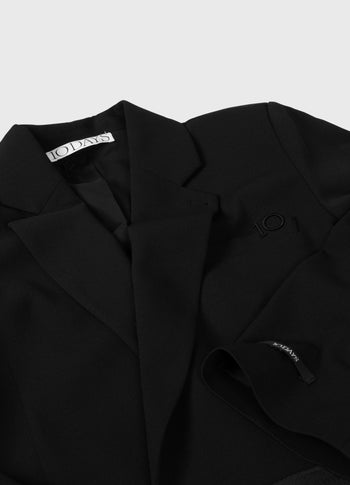 belted blazer crepe | black