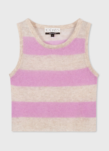 tank top thin knit stripes | light safari/violet