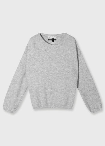 soft round neck sweater knit | light grey melee