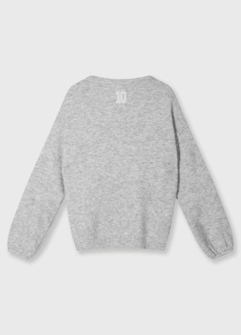 soft round neck sweater knit | light grey melee