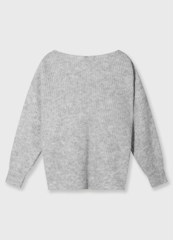 soft v-neck sweater knit | light grey melee