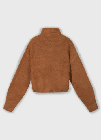 cropped knit turtleneck | suede