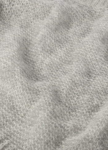 thin off shoulder sweater | light grey melee