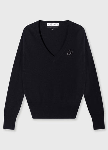 v-knit classic cashmere | black