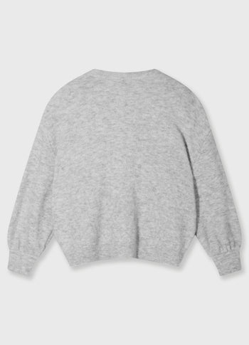 soft baseball knit cardigan | light grey melee