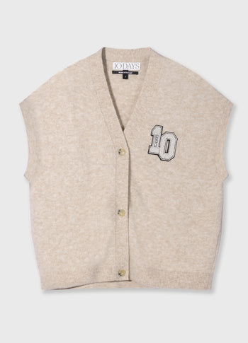 soft v-neck knit gilet | earth