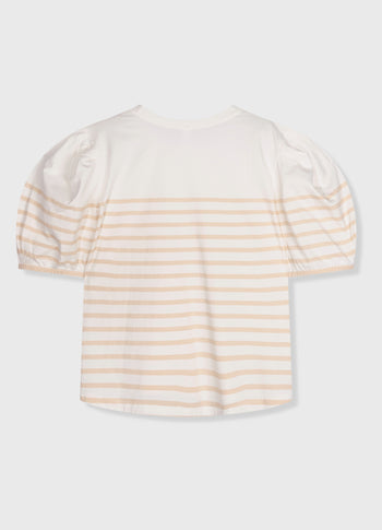 balloon sleeve tee stripes | ecru/natural
