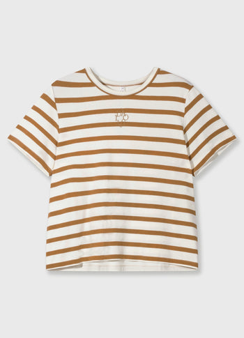 petite tee modal stripes | ecru/suede