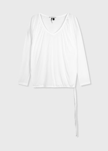 tie long sleeve tee | white