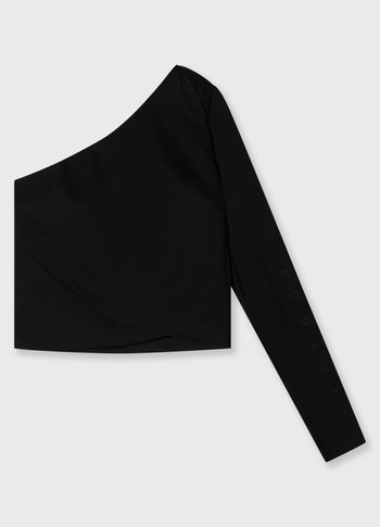 one shoulder top | black