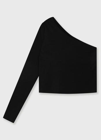 one shoulder top | black