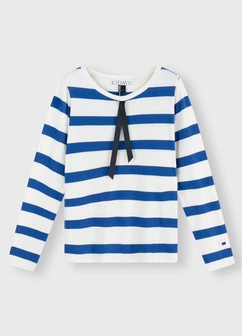 longsleeve tee bow stripe | ecru/electric blue