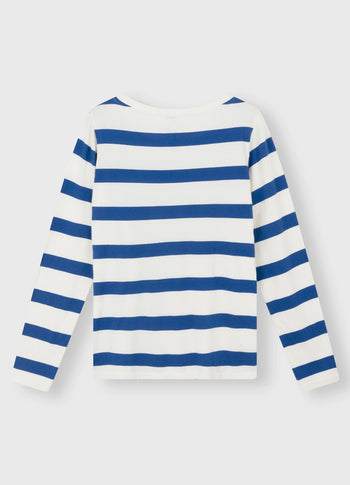 longsleeve tee bow stripe | ecru/electric blue