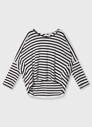 loose long sleeve tee modal stripes | ecru/black