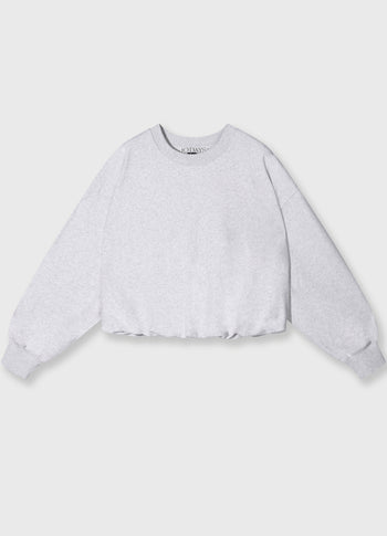 pleated sweater back stamp | white grey melee