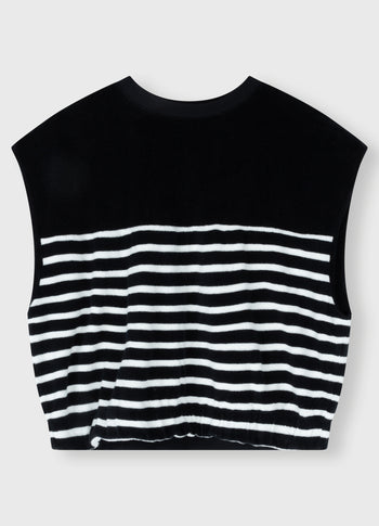 terry sleeveless sweater stripes | black/ecru