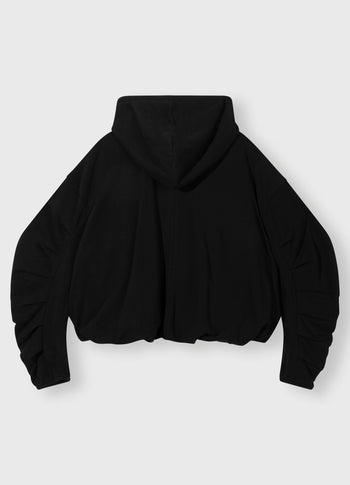 pleated balloon hoodie | black