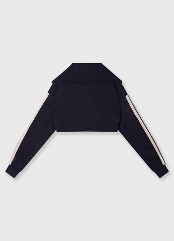 cropped zip cardigan fleece | dark navy