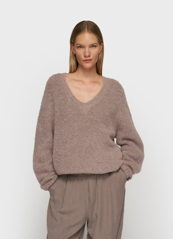 v-neck knit sweater | moonrock