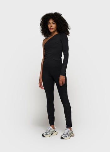 one shoulder top | black