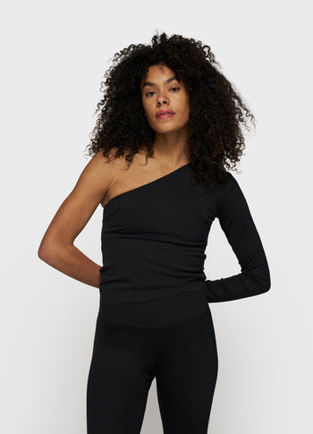 one shoulder top | black