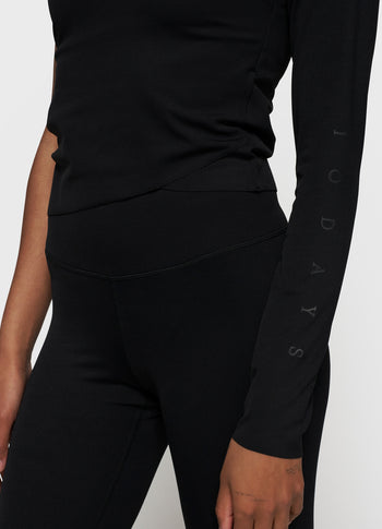 one shoulder top | black