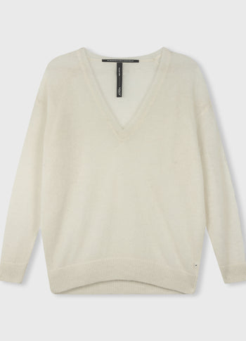 THE V-NECK KNIT SWEATER | ecru