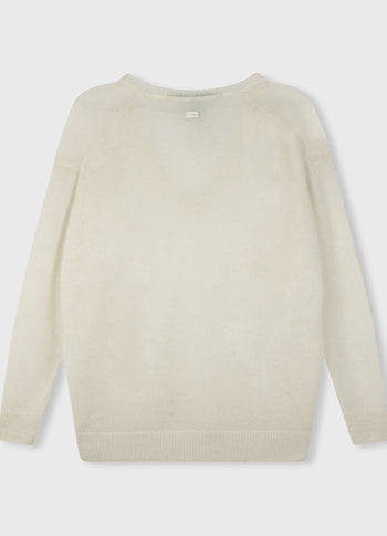 THE V-NECK KNIT SWEATER | ecru