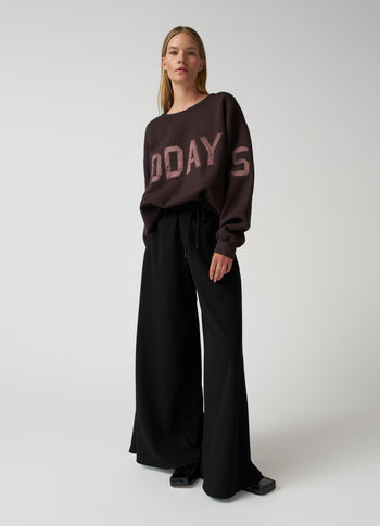 wide leg pants crepe | black
