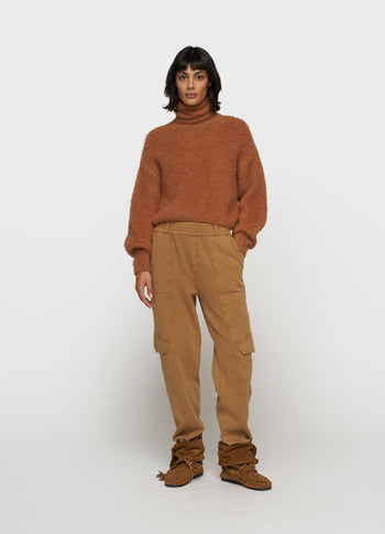cropped knit turtleneck | suede
