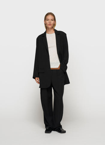 long flowy blazer lyocell | black