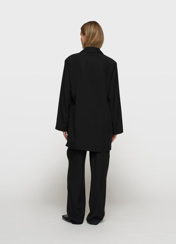 long flowy blazer lyocell | black