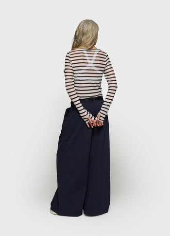 mesh tee stripes | ecru/black