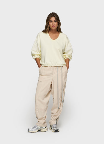 puffed sleeve sweater | faded pastel yellow