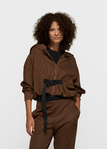 belted zip hoodie | dark truffle