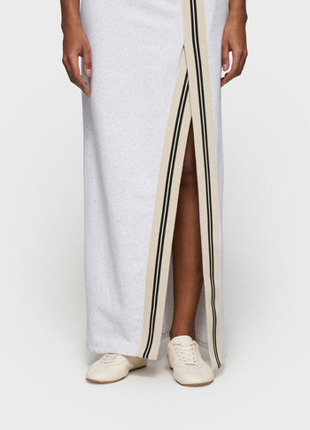 long wrap dress gathering | white grey melee