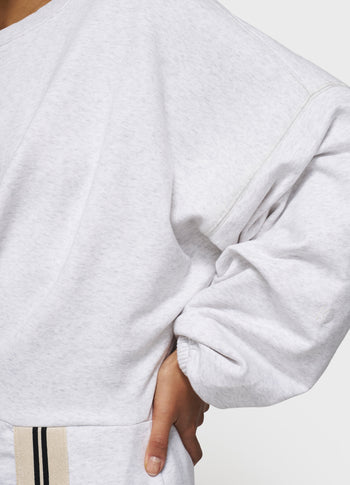 long wrap dress gathering | white grey melee