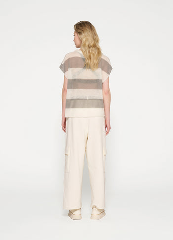 knit top stripes | ecru/sage