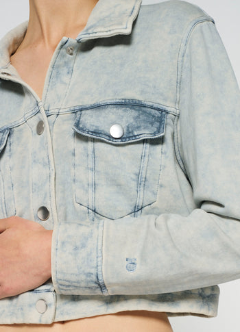 washed cropped jacket | blue denim