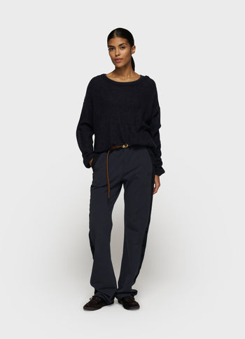 loose thin knit sweater | dark navy