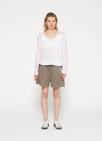 tie long sleeve tee | white