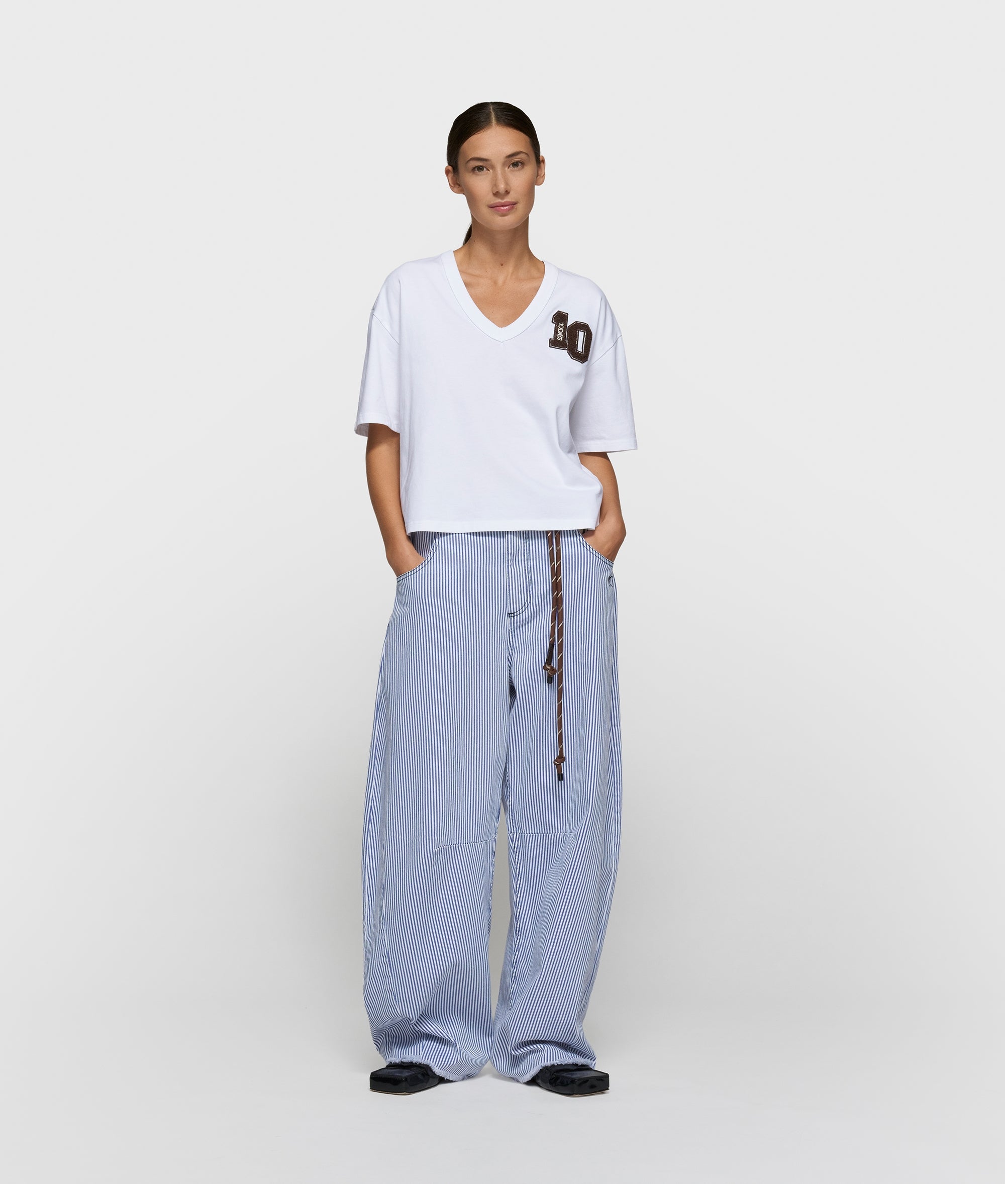 western pants stripes | white/blue | 10DAYS | Official Online Store