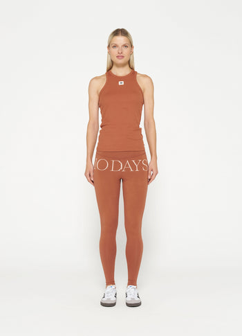 logo yoga leggings | saddle brown