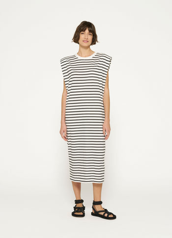 padded tee dress stripes | ecru/black