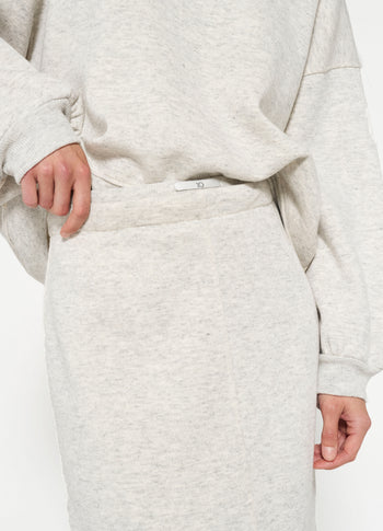 knitted maxi skirt | white grey melee