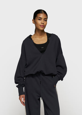 v-neck double sweater | dark navy